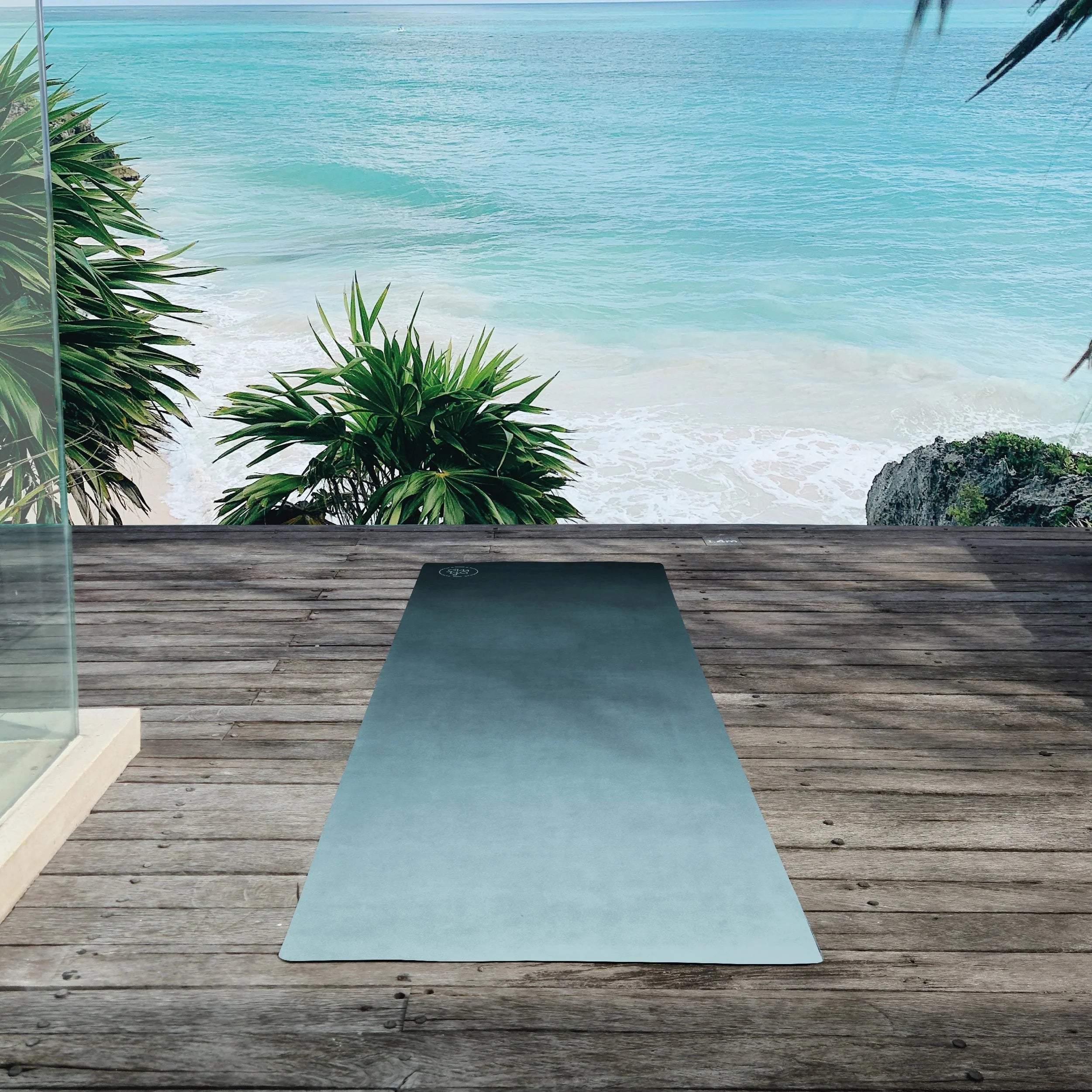 OM YA Design Travel Yogamatte Basalt Lagoon Leicht Und Kompakt Für Unterwegs Ideal Für Reisen