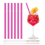 Pinke Glasstrohhalme 6x 20cm Gerade - NEON