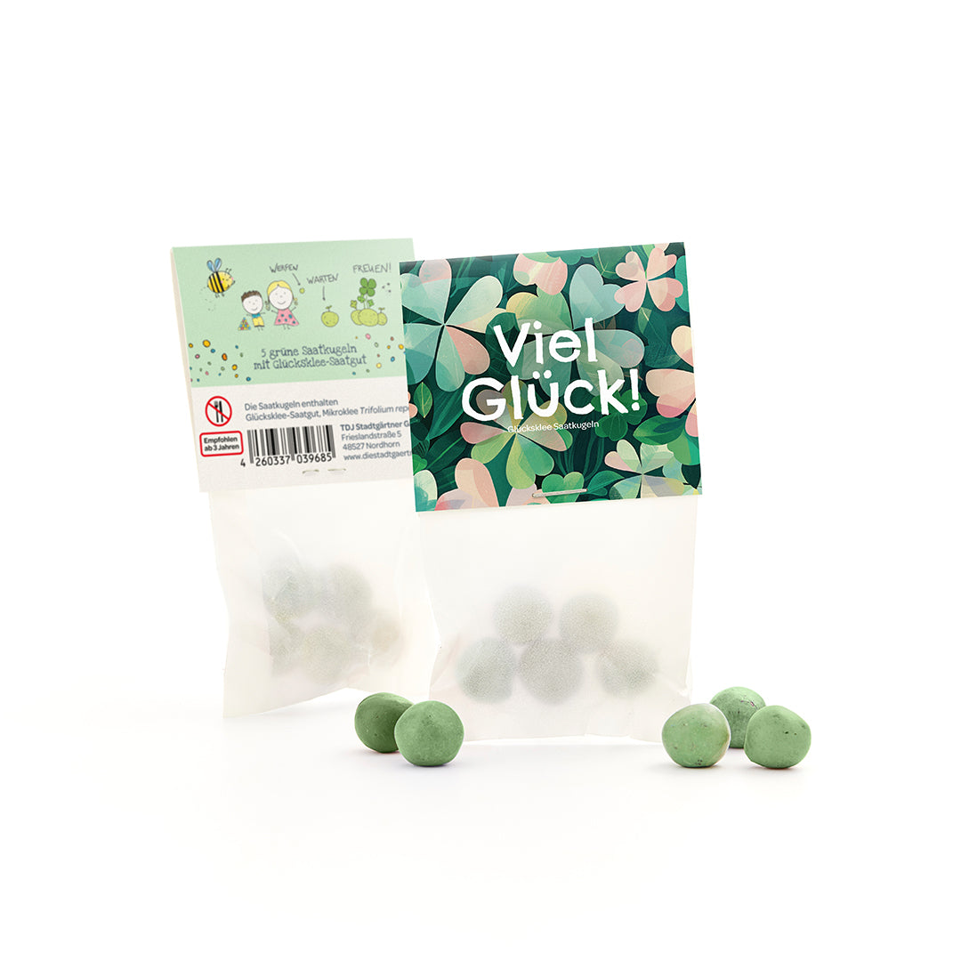 10x5 Blumenmurmeln im Tütchen "Viel Glück"
