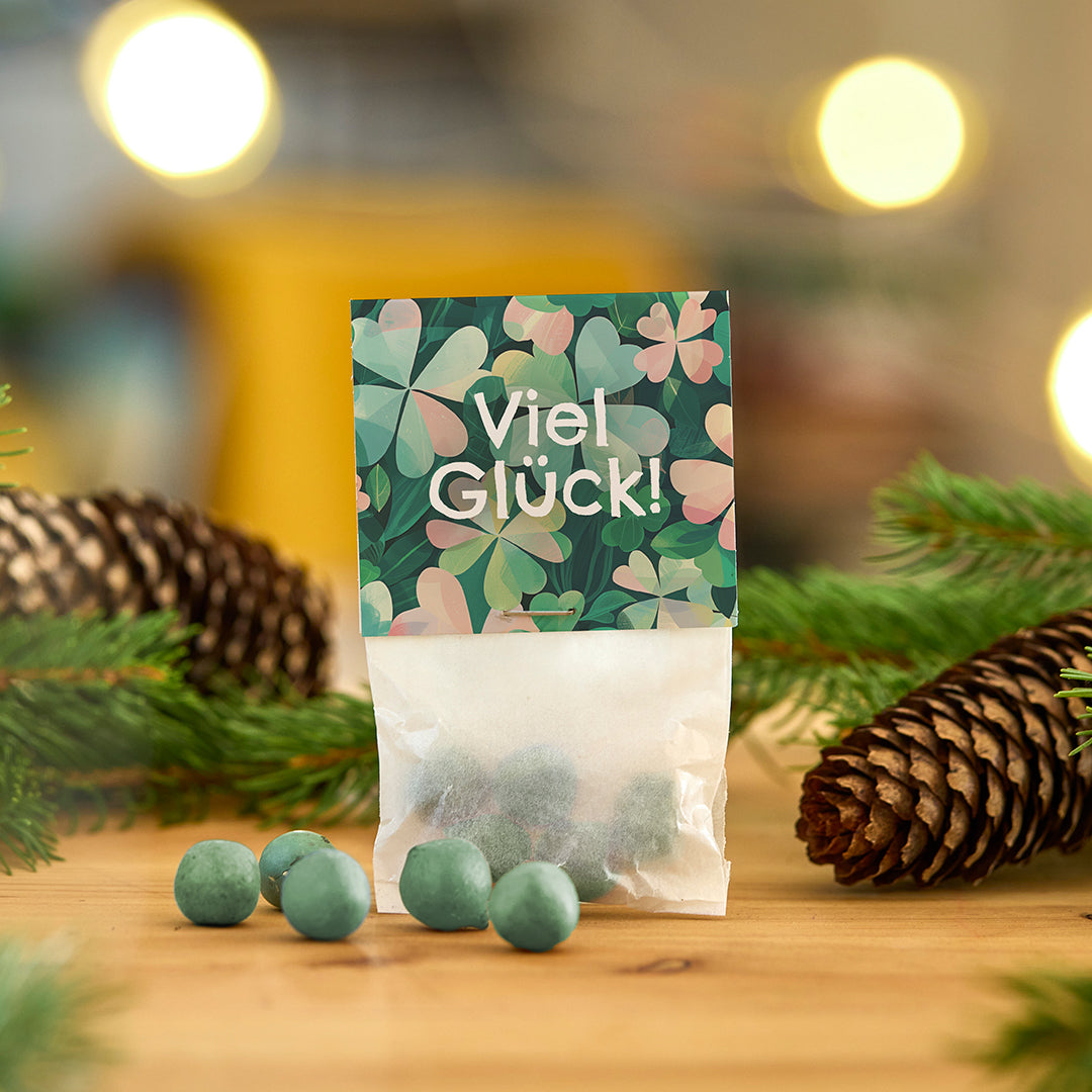 10x5 Blumenmurmeln im Tütchen "Viel Glück"