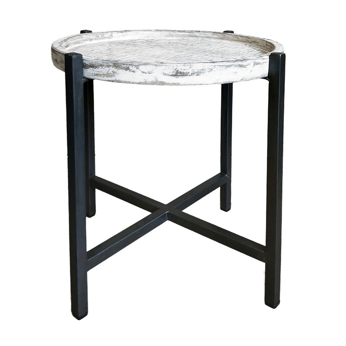 Beistelltisch - ø46xH45cm rund - Omaha - Metall-Gestell altsilber