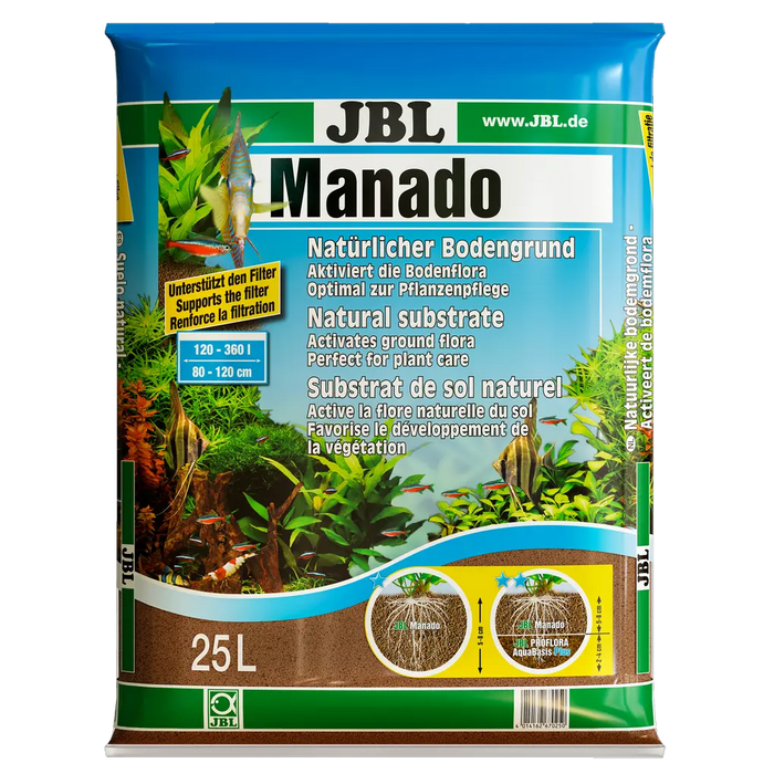 JBL Manado 25 l – natürlicher Bodengrund für Pflanzenpflege in Süßwasseraquarien.