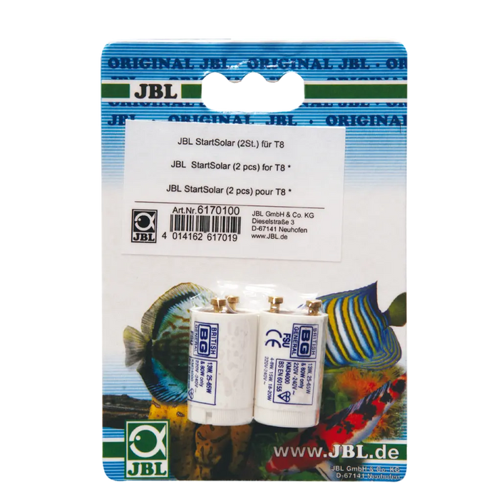 JBL StartSolar für T8 – Verpackung mit zwei Startern für Leuchtstoffröhren im Aquarium oder Terrarium.