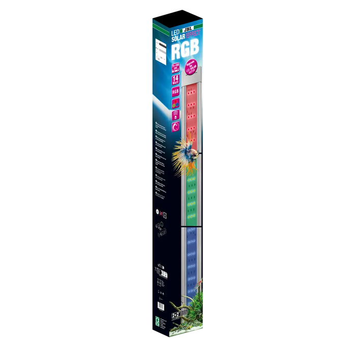 JBL LED SOLAR EFFECT 14W, 742mm (Gen 2) packaging featuring RGB LEDs for aquarium lighting.