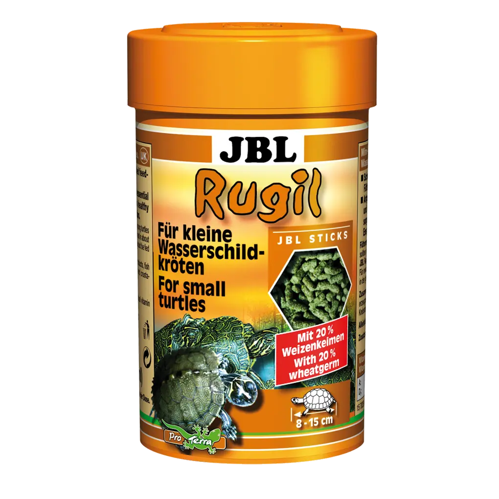 JBL Rugil 100 ml – Schwimmende Futtersticks für kleine Wasserschildkröten im praktischen Behälter.