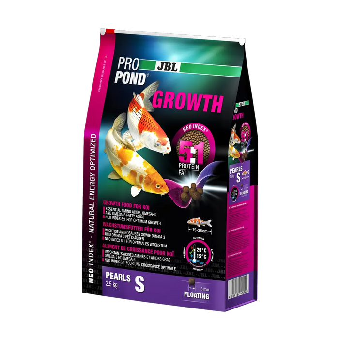 JBL PROPOND GROWTH S 2,5 kg - hochwertiges Futter für Koi mit optimalem Protein-Fett-Verhältnis und NEO Index.
