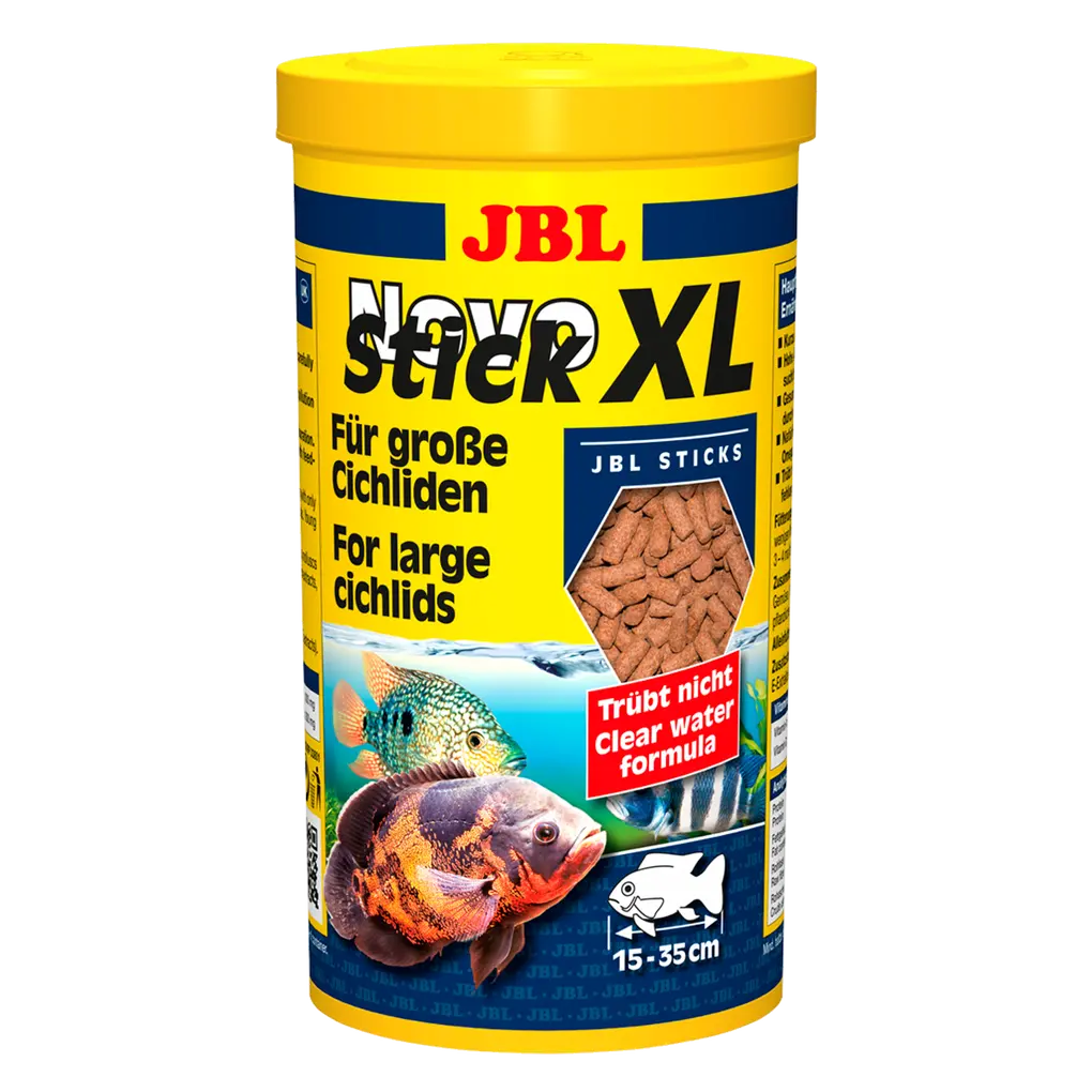 JBL NovoStick XL 1 l, Fischfutter für große Cichliden, nährstoffreich und leicht verdaulich für Fische von 15 bis 35 cm.