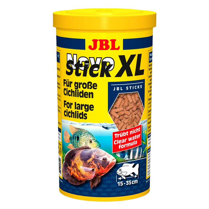 JBL NovoStick XL 1 l, Fischfutter für große Cichliden, nährstoffreich und leicht verdaulich für Fische von 15 bis 35 cm.
