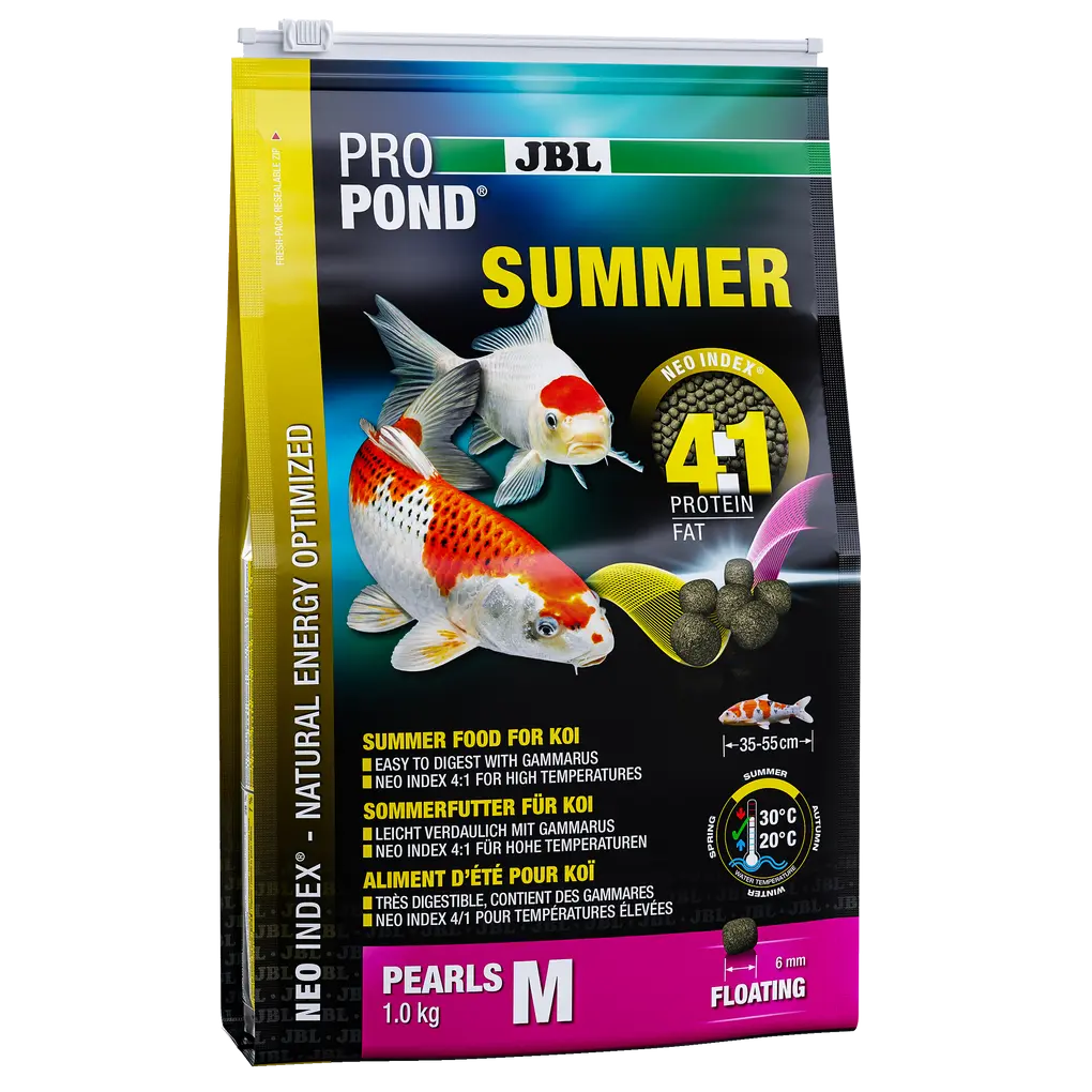 JBL PROPOND SUMMER M 1 kg - hochwertiges Alleinfutter für Koi mit optimalem Protein-Fett-Verhältnis. Ideal bei 20-30 °C.