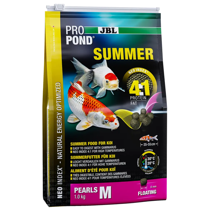 JBL PROPOND SUMMER M 1 kg - hochwertiges Alleinfutter für Koi mit optimalem Protein-Fett-Verhältnis. Ideal bei 20-30 °C.