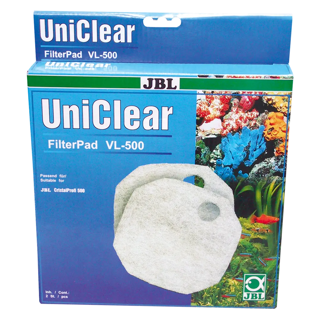JBL FilterPad VL-500 packaging view with clear label and product features for aquarium filter use.