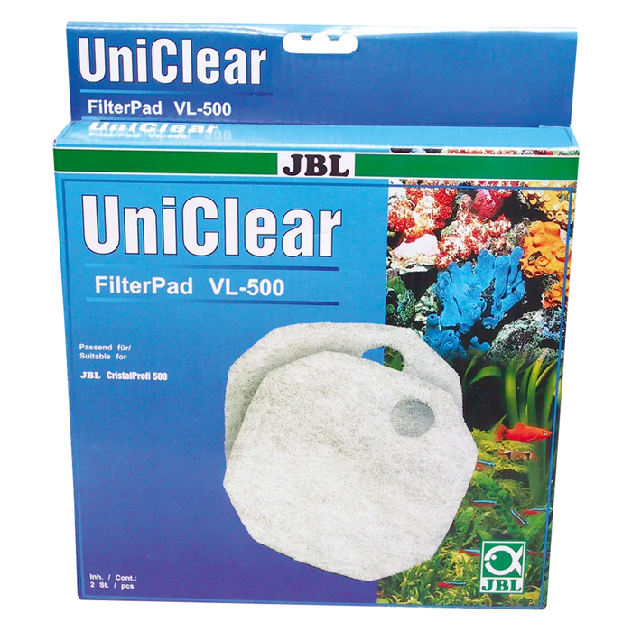JBL FilterPad VL-500 packaging view with clear label and product features for aquarium filter use.
