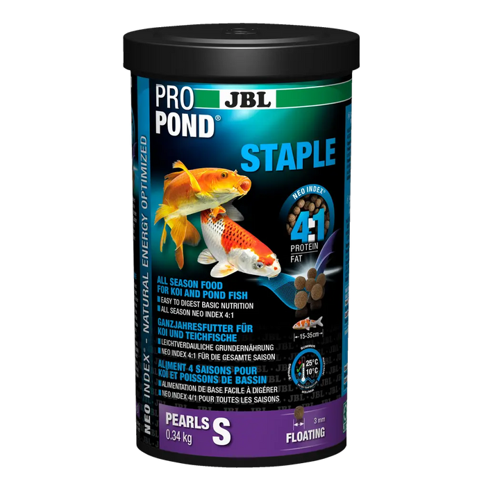 JBL PROPOND STAPLE S 0,34 kg – hochwertiges Teichfutter für Fische, schwimmende Pellets, für Ganzjahresfütterung.