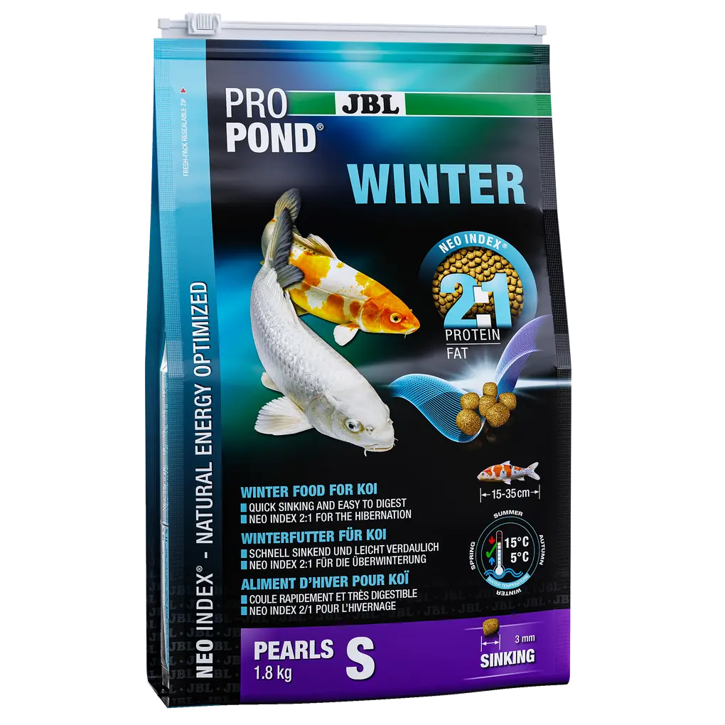 JBL PROPOND WINTER S 1,8 kg - Futter für Koi mit optimalem Protein-Fett-Verhältnis, ideal für kaltes Wasser.