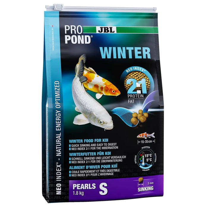 JBL PROPOND WINTER S 1,8 kg - Futter für Koi mit optimalem Protein-Fett-Verhältnis, ideal für kaltes Wasser.