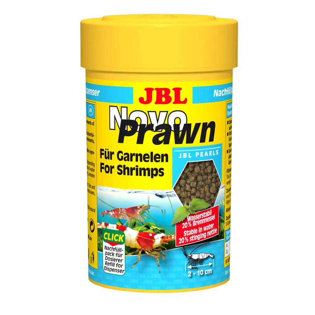 JBL NovoPrawn 100 ml REFILL - Premium fish food for shrimps, ideal for growth and color enhancement.