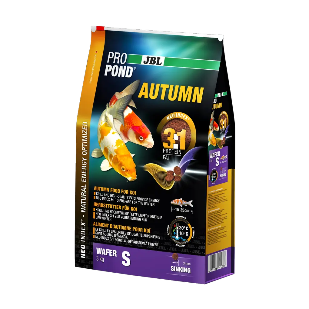 JBL PROPOND AUTUMN S 3,0 kg Teichfutter für gesunde Koi in hochwertiger Verpackung mit NEO Index.