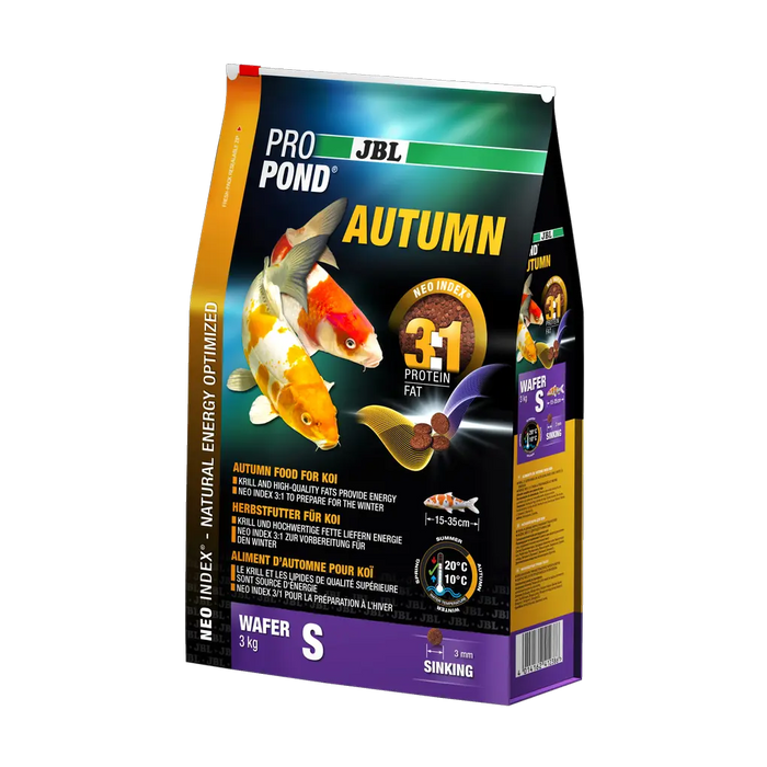 JBL PROPOND AUTUMN S 3,0 kg Teichfutter für gesunde Koi in hochwertiger Verpackung mit NEO Index.