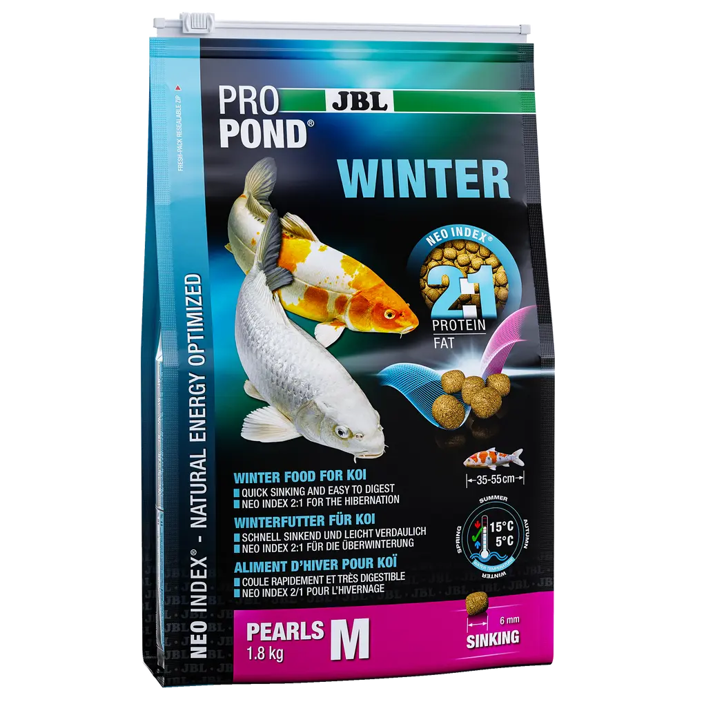 JBL PROPOND WINTER M 1,8 kg - Winterfutter für Koi mit optimalem Protein-Fettverhältnis, 1,8 kg Beutel.