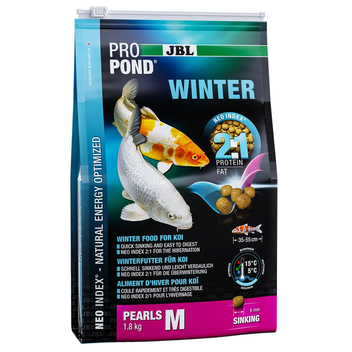 JBL PROPOND WINTER M 1,8 kg - Winterfutter für Koi mit optimalem Protein-Fettverhältnis, 1,8 kg Beutel.