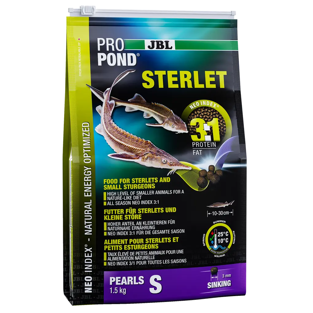 JBL PROPOND STERLET S 1,5 kg - Futter für Sterlets mit optimalem Protein-Fett-Verhältnis nach NEO Index.