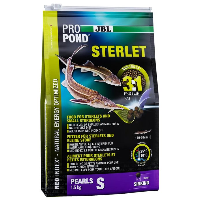 JBL PROPOND STERLET S 1,5 kg - Futter für Sterlets mit optimalem Protein-Fett-Verhältnis nach NEO Index.