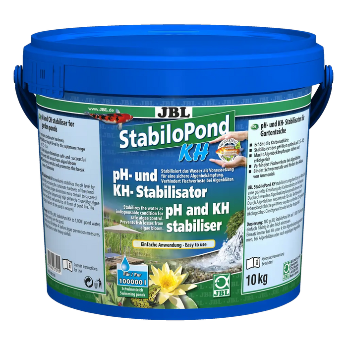 JBL StabiloPond KH 10 kg - pH- und KH-Stabilisator für Teiche, einfache Anwendung und lebenswichtige Unterstützung.