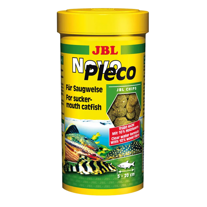 JBL NovoPleco 250 ml - Fischfutter für Saugwelse, nährstoffreiche Chips für optimales Wachstum.