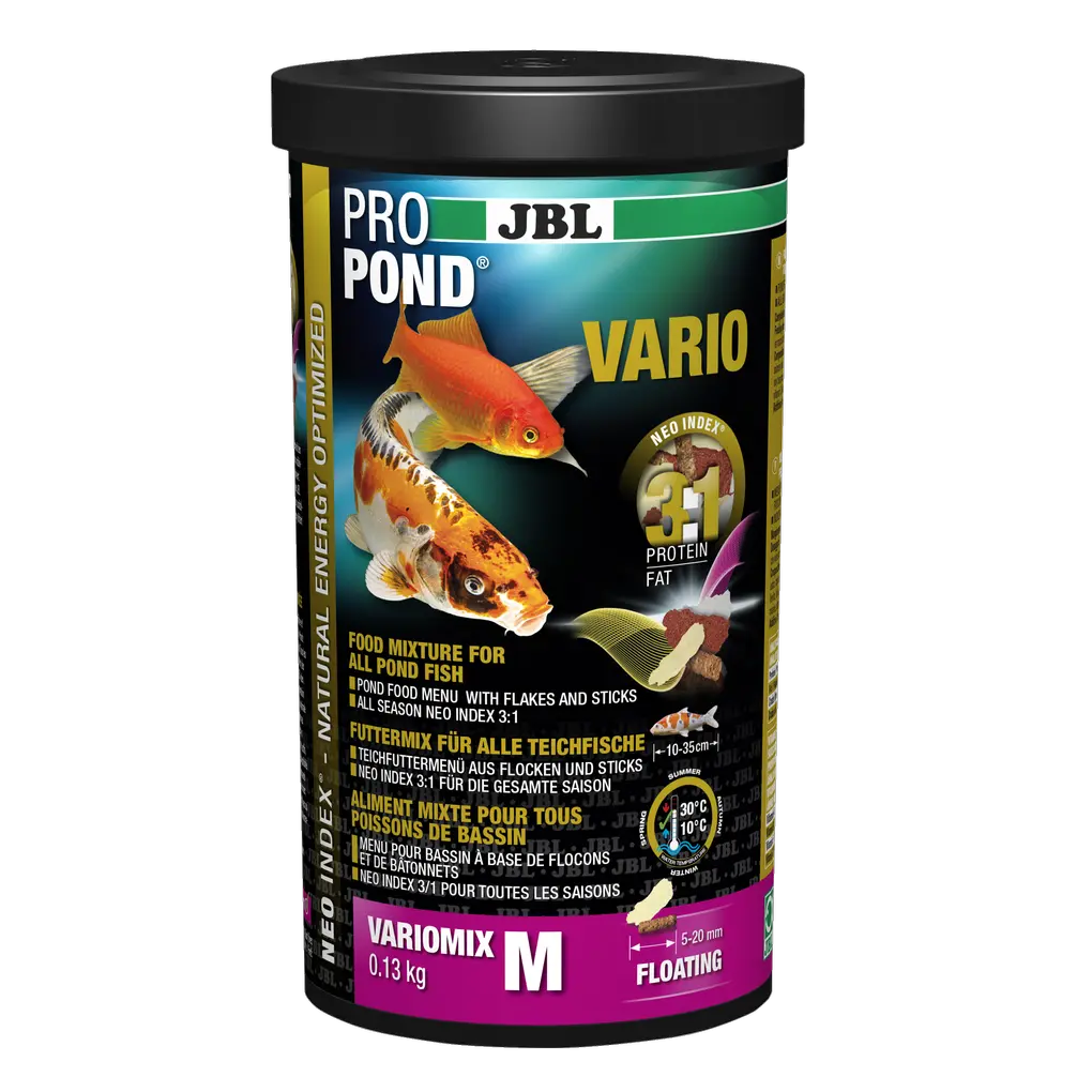 JBL PROPOND VARIO M 0,13 kg – hochwertiges Teichfutter für gesunde Fische, optimale Nährstoffbalance, 3:1 Protein-Fettverhältnis.