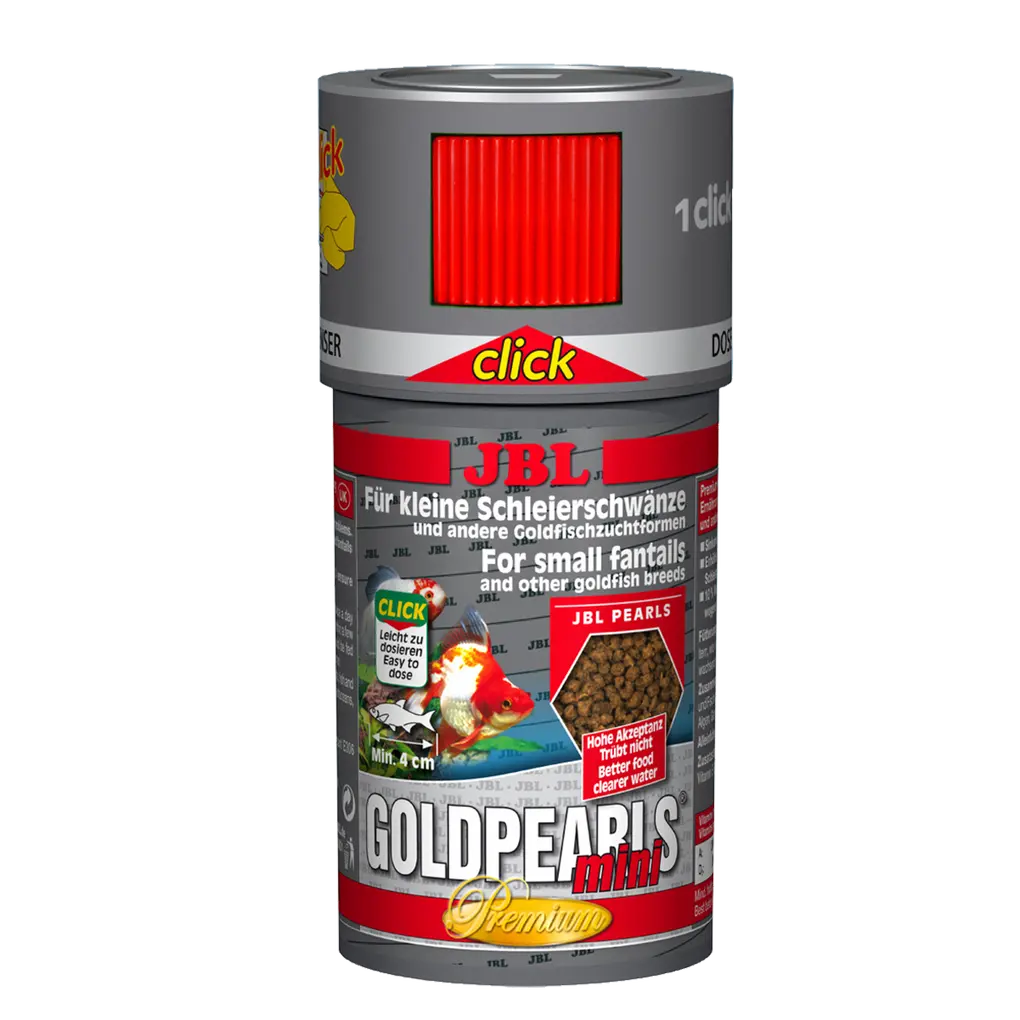 JBL GoldPearls mini 100 ml CLICK - hochwertige Futterperlen für kleine Goldfische und Schleierschwänze.