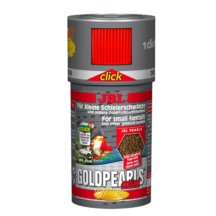 JBL GoldPearls mini 100 ml CLICK - hochwertige Futterperlen für kleine Goldfische und Schleierschwänze.