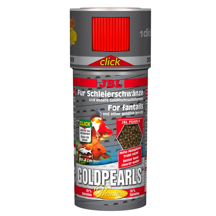 JBL GoldPearls 100 ml CLICK - Fischfutter für Goldfische und Schleierschwänze, nährstoffreiche Futterperlen.