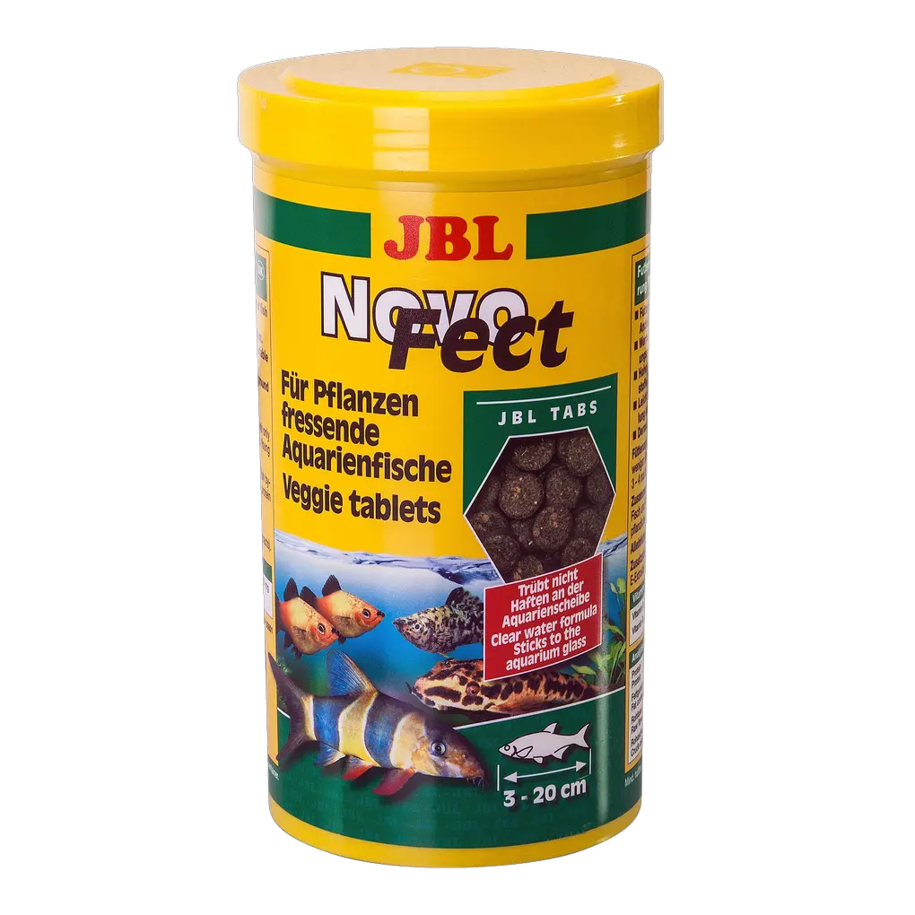 JBL NovoFect 100 ml – Futtertabletten für pflanzenfressende Süßwasserfische und Garnelen im Aquarium.
