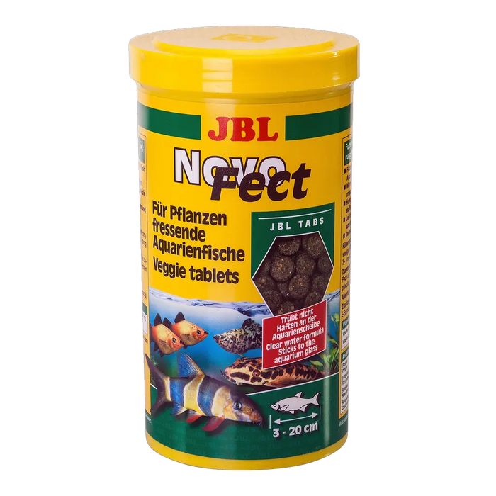 JBL NovoFect 100 ml – Futtertabletten für pflanzenfressende Süßwasserfische und Garnelen im Aquarium.