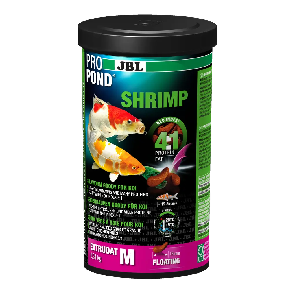 JBL PROPOND SHRIMP M 0,34 kg - hochwertiges Fischfutter für Koi mit Shrimps-Extrudat.