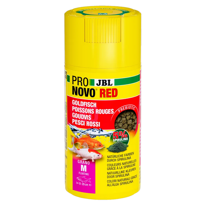 JBL PRONOVO RED GRANO M 100ml CLICK - Prebiotic goldfish food for healthy digestion and vibrant colors.