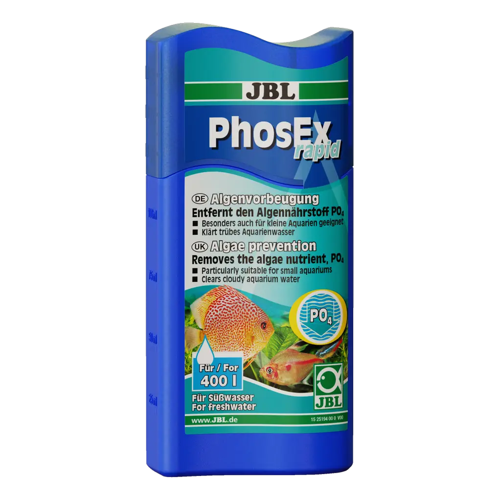JBL PhosEx rapid 100 ml – Phosphatentferner für Aquarien, ideal gegen Algenwachstum und für klares Wasser.