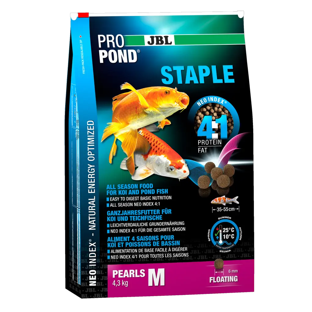 JBL PROPOND STAPLE M 4,3 kg - Hochwertige Futterpellets für Koi und Teichfische, ganzjährig geeignet.