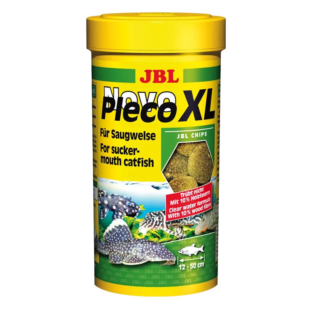 JBL NovoPleco XL 250 ml, hochwertiges Fischfutter für große Saugwelse, energiereiche und nahrhafte Chips.