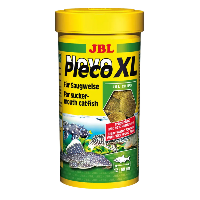 JBL NovoPleco XL 250 ml, hochwertiges Fischfutter für große Saugwelse, energiereiche und nahrhafte Chips.