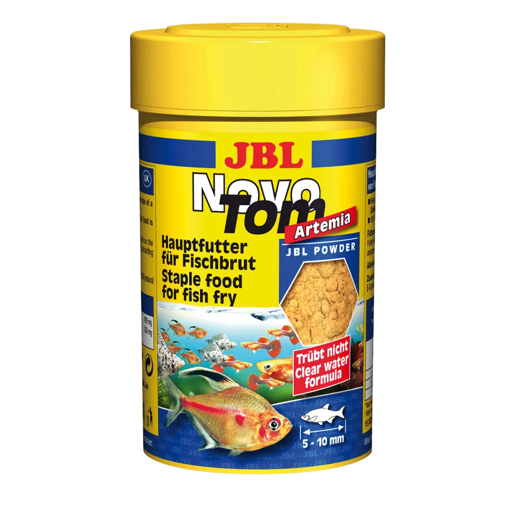 JBL NovoTom Artemia 100 ml - Fischfutter für Jungfische in praktischem Behälter, nahrhaft und leicht verdaulich.