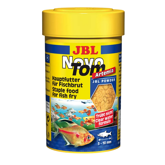 JBL NovoTom Artemia 100 ml - Fischfutter für Jungfische in praktischem Behälter, nahrhaft und leicht verdaulich.