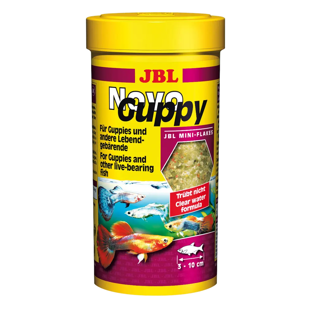 JBL NovoGuppy 250 ml Fischfutter für Guppys und lebendgebärende Fische, optimale Ernährung und Farbenpracht.