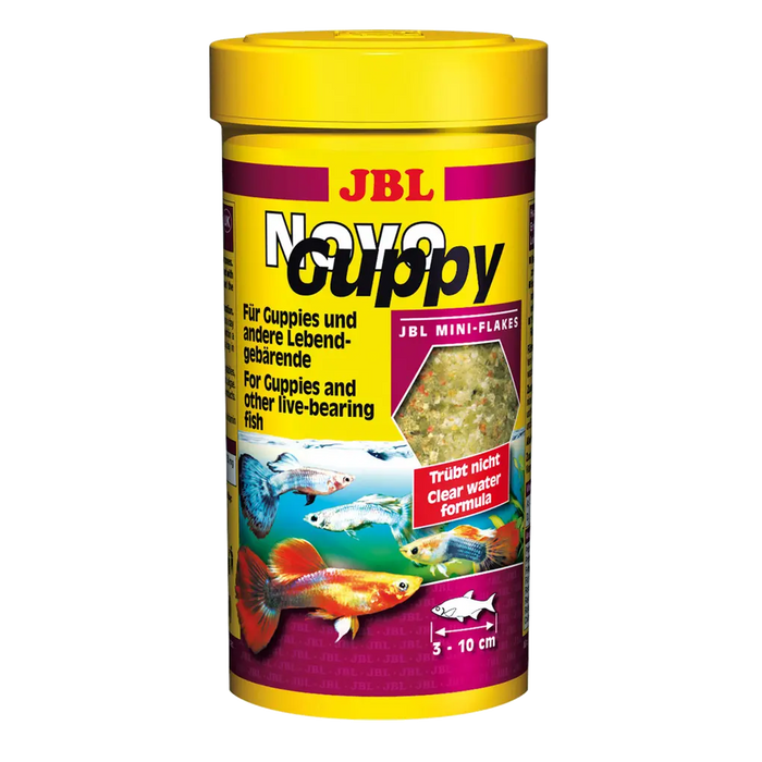 JBL NovoGuppy 250 ml Fischfutter für Guppys und lebendgebärende Fische, optimale Ernährung und Farbenpracht.
