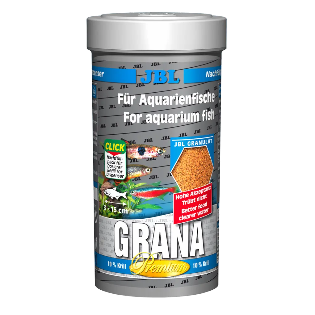 JBL Grana 250 ml REFILL - Premium fish food for freshwater aquarium fish, promoting optimal growth and nutrition.
