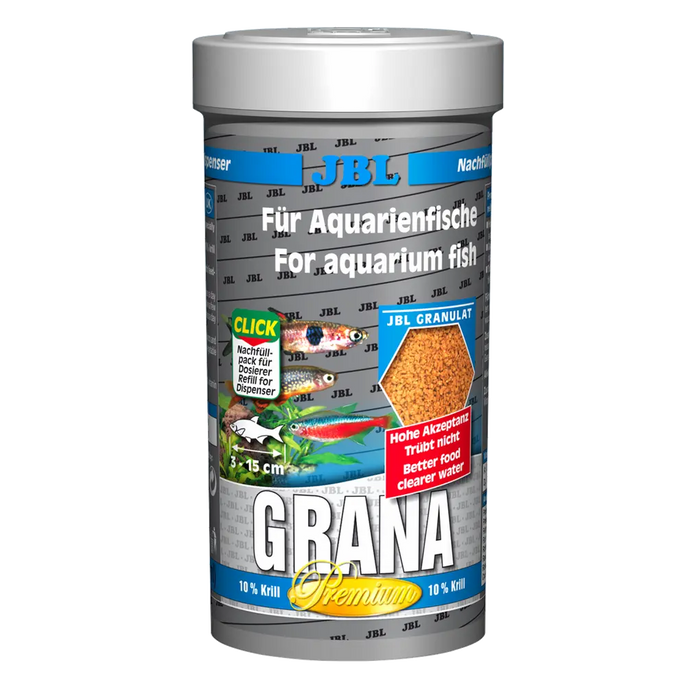 JBL Grana 250 ml REFILL - Premium fish food for freshwater aquarium fish, promoting optimal growth and nutrition.