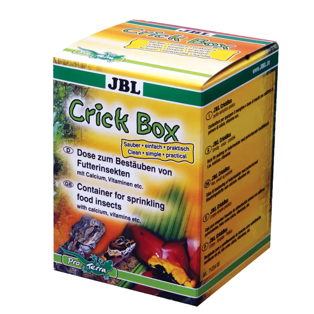 JBL CrickBox - Sauber, einfach und praktisch zum Bestäuben von Futterinsekten mit Mineralpulver.
