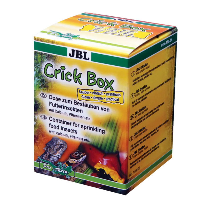 JBL CrickBox - Sauber, einfach und praktisch zum Bestäuben von Futterinsekten mit Mineralpulver.