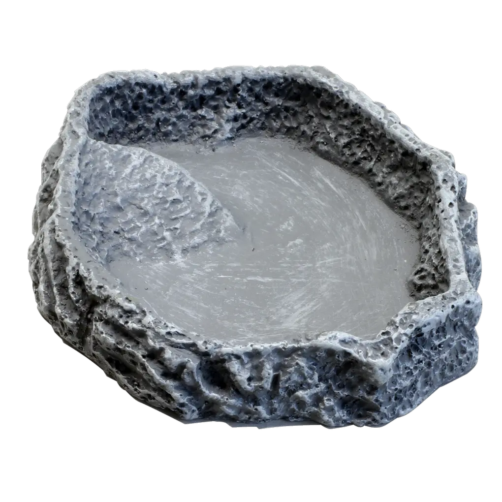 JBL ReptilBar GREY S - Napf in Stein-Optik für Futter, Wasser oder Baden im Terrarium.