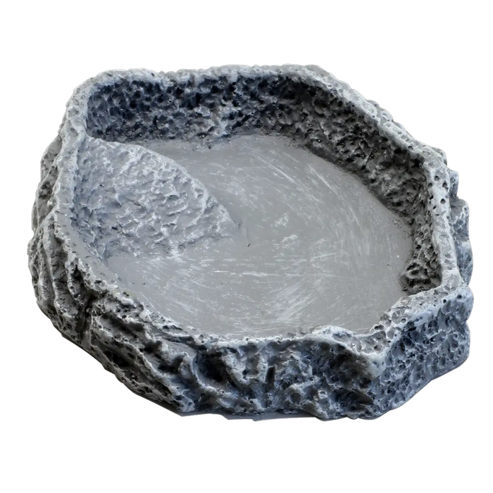 JBL ReptilBar GREY S - Napf in Stein-Optik für Futter, Wasser oder Baden im Terrarium.